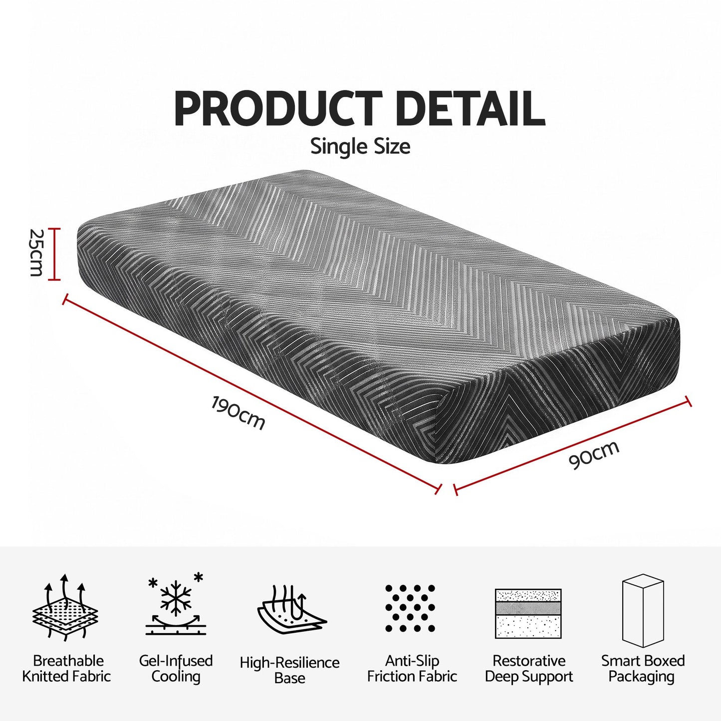 Giselle ECLIPSE 25cm Memory Foam Mattress - Single