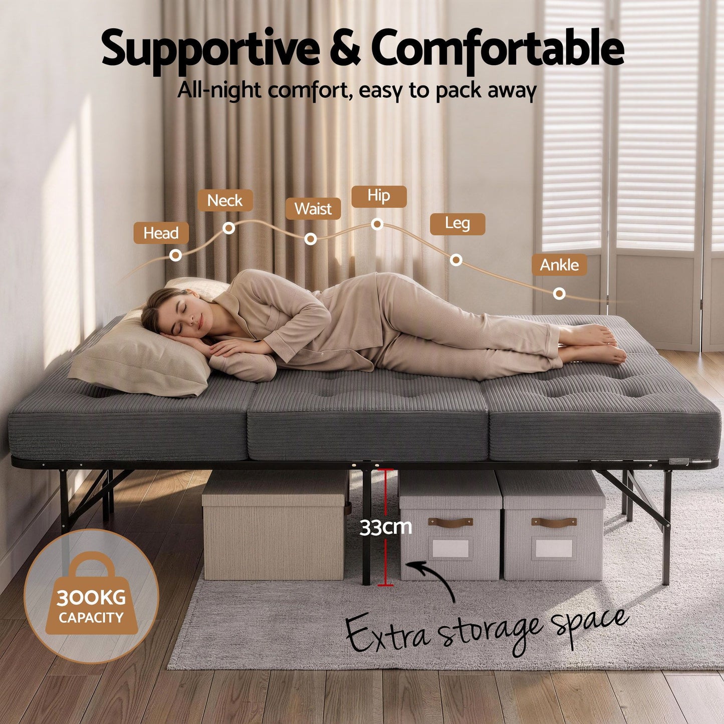 Giselle Double Folding Bed with 15cm Foam Mattress
