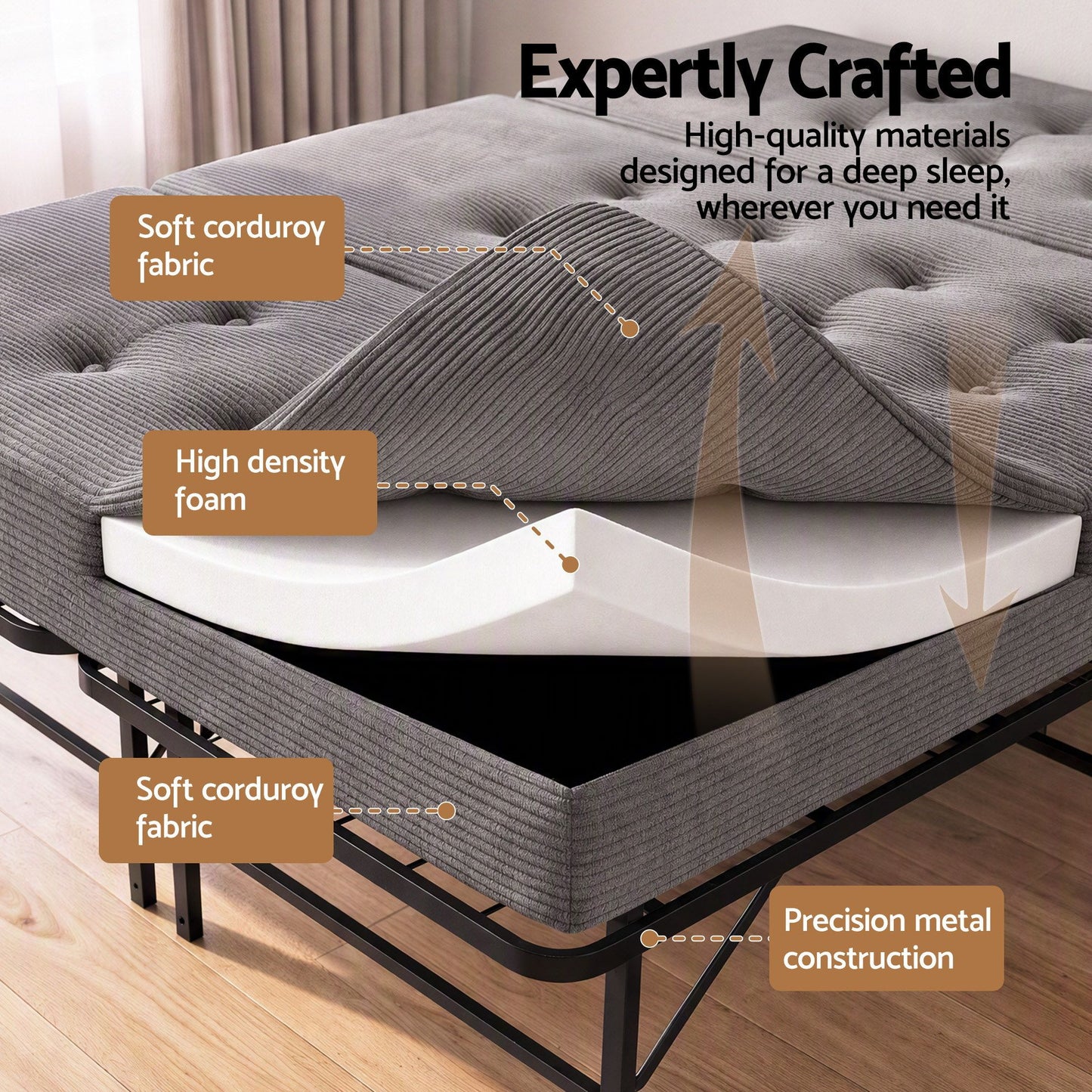 Giselle Double Folding Bed with 15cm Foam Mattress