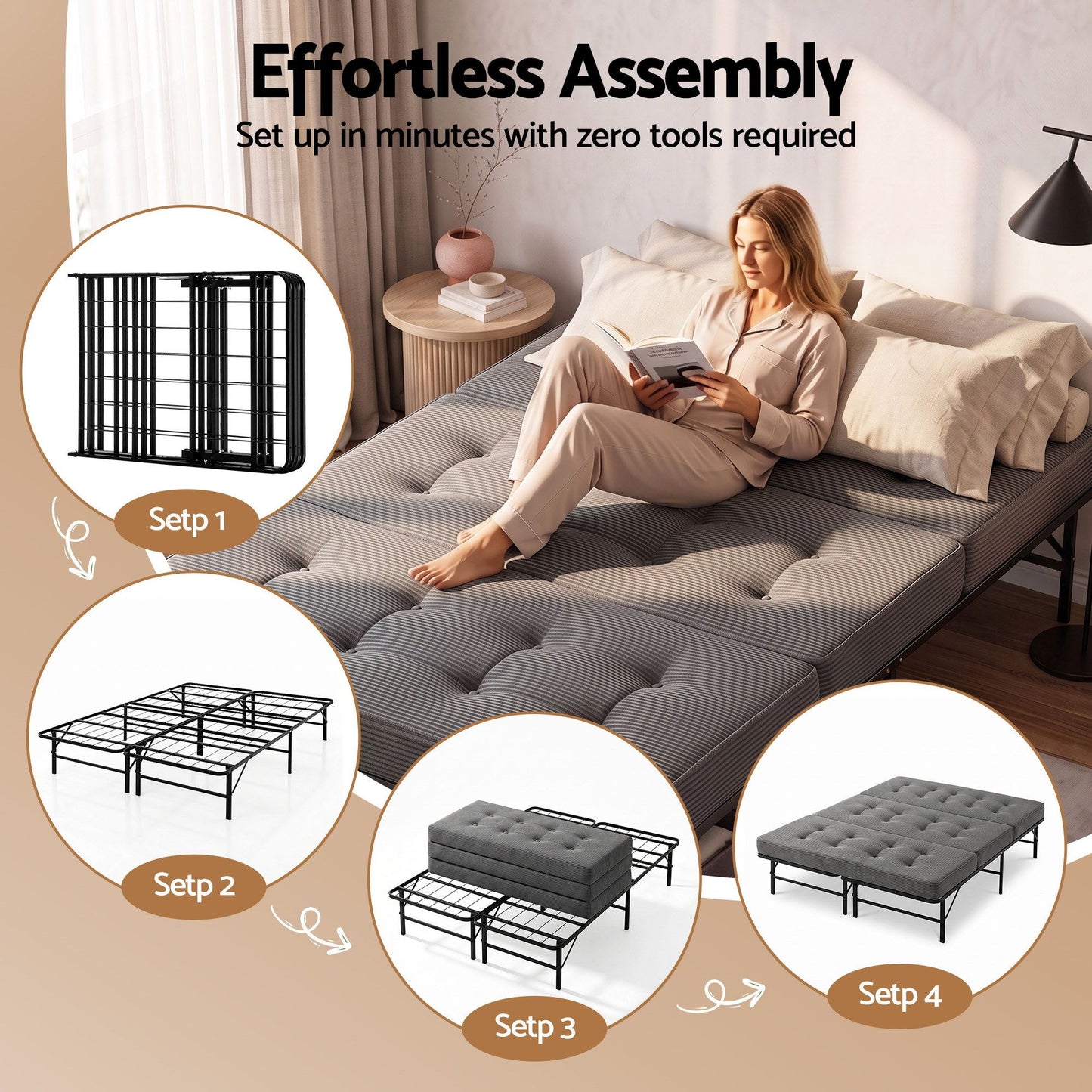 Giselle Double Folding Bed with 15cm Foam Mattress