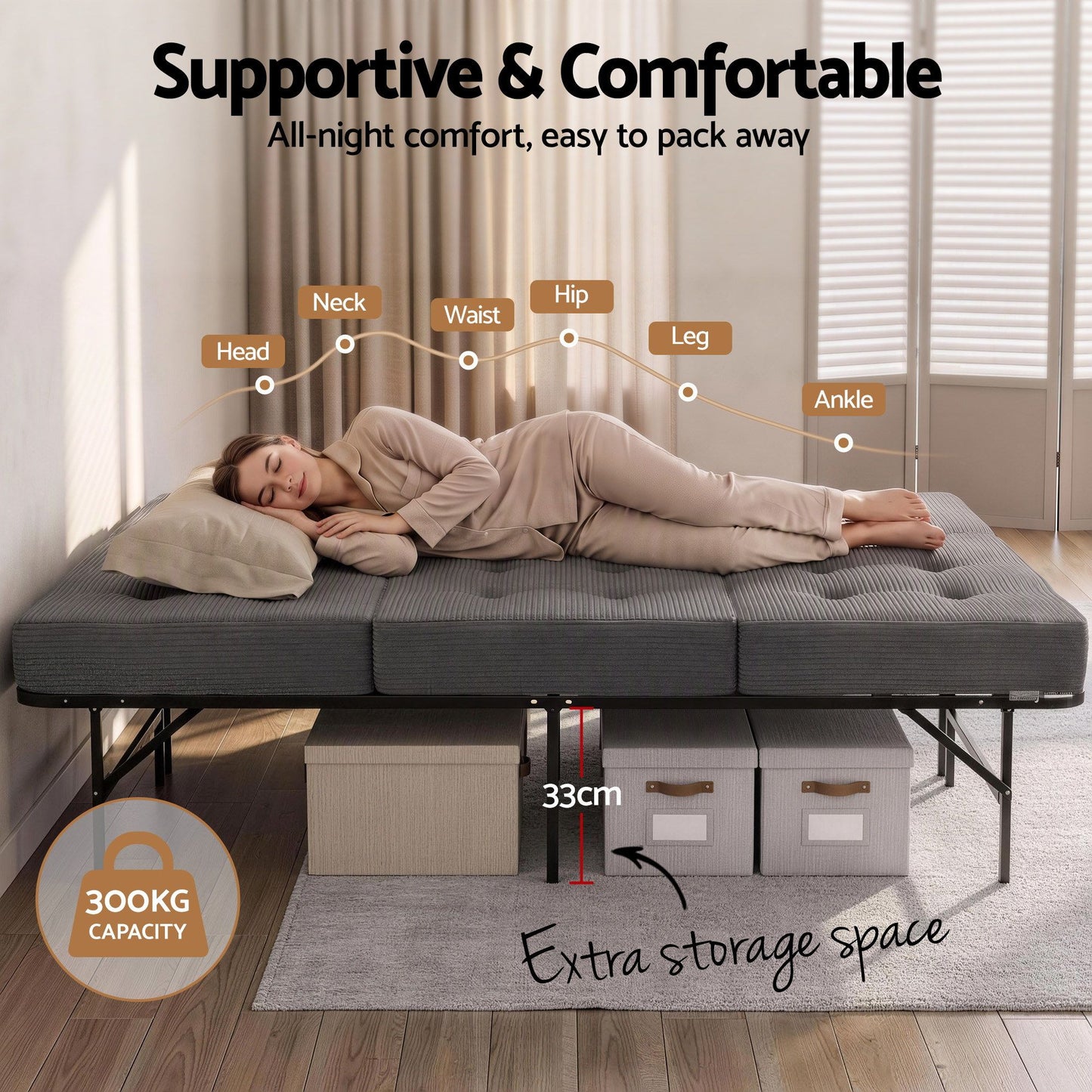 Giselle Single Folding Bed with 15cm Foam Mattress