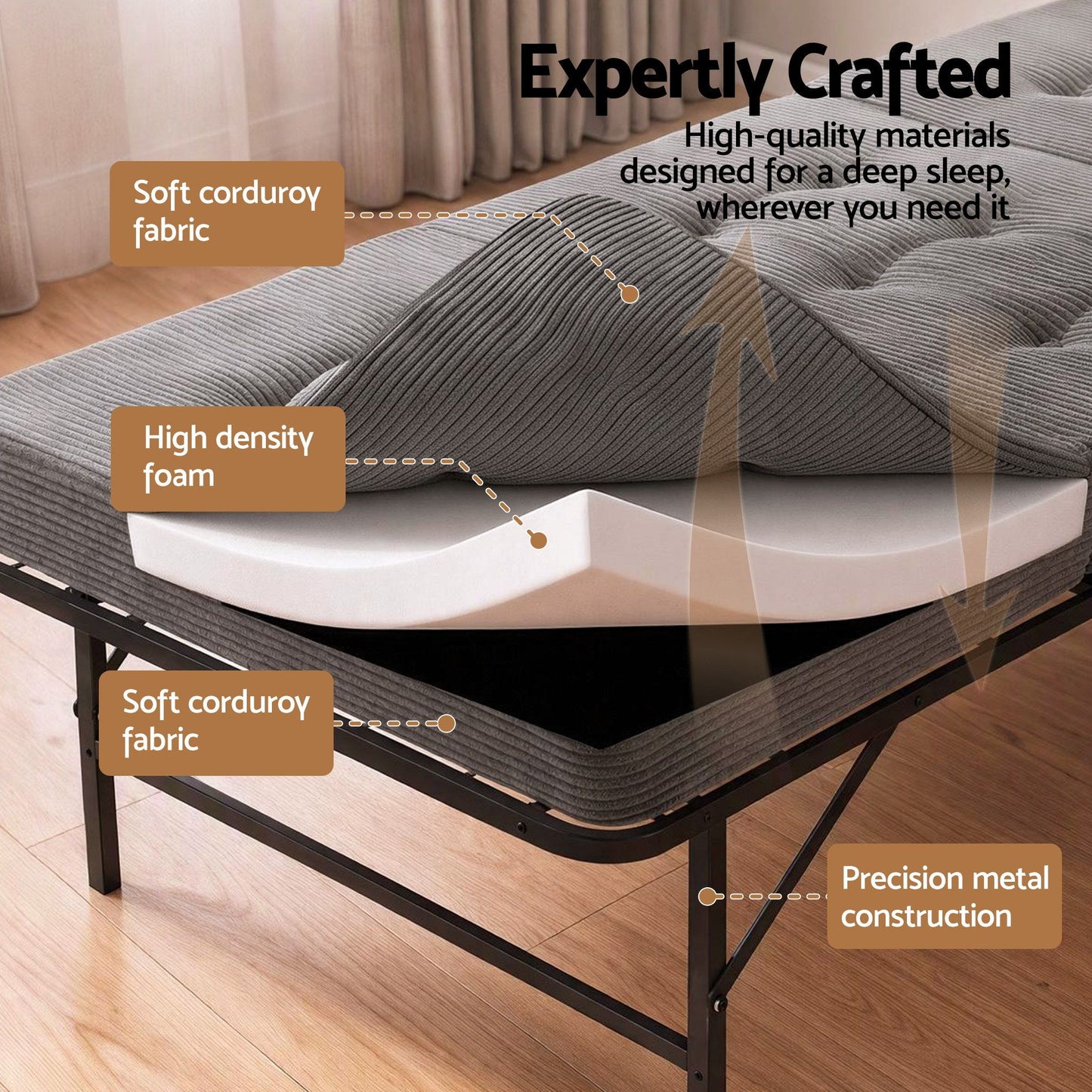 Giselle Single Folding Bed with 15cm Foam Mattress