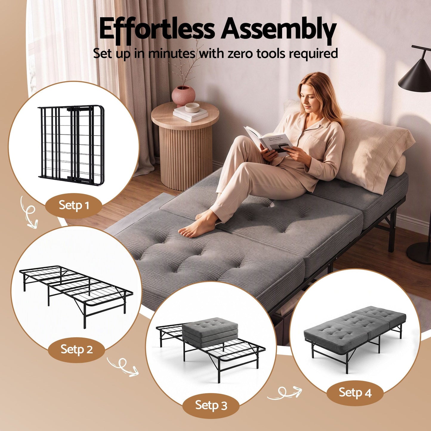 Giselle Single Folding Bed with 15cm Foam Mattress