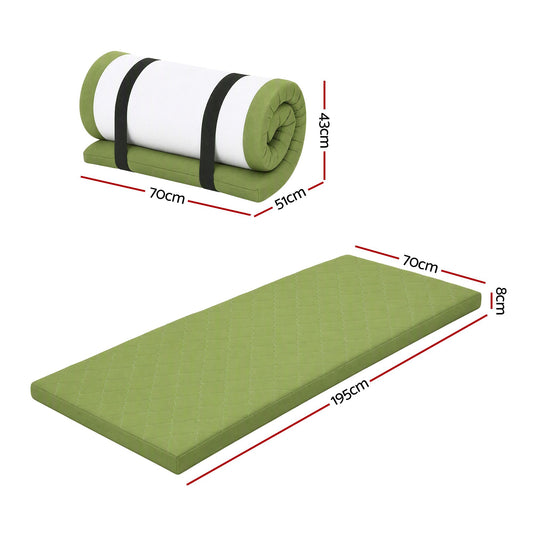 Giselle Folding Mattress Single 8cm Foldable Camping Travel Roll-Up Floor Bed