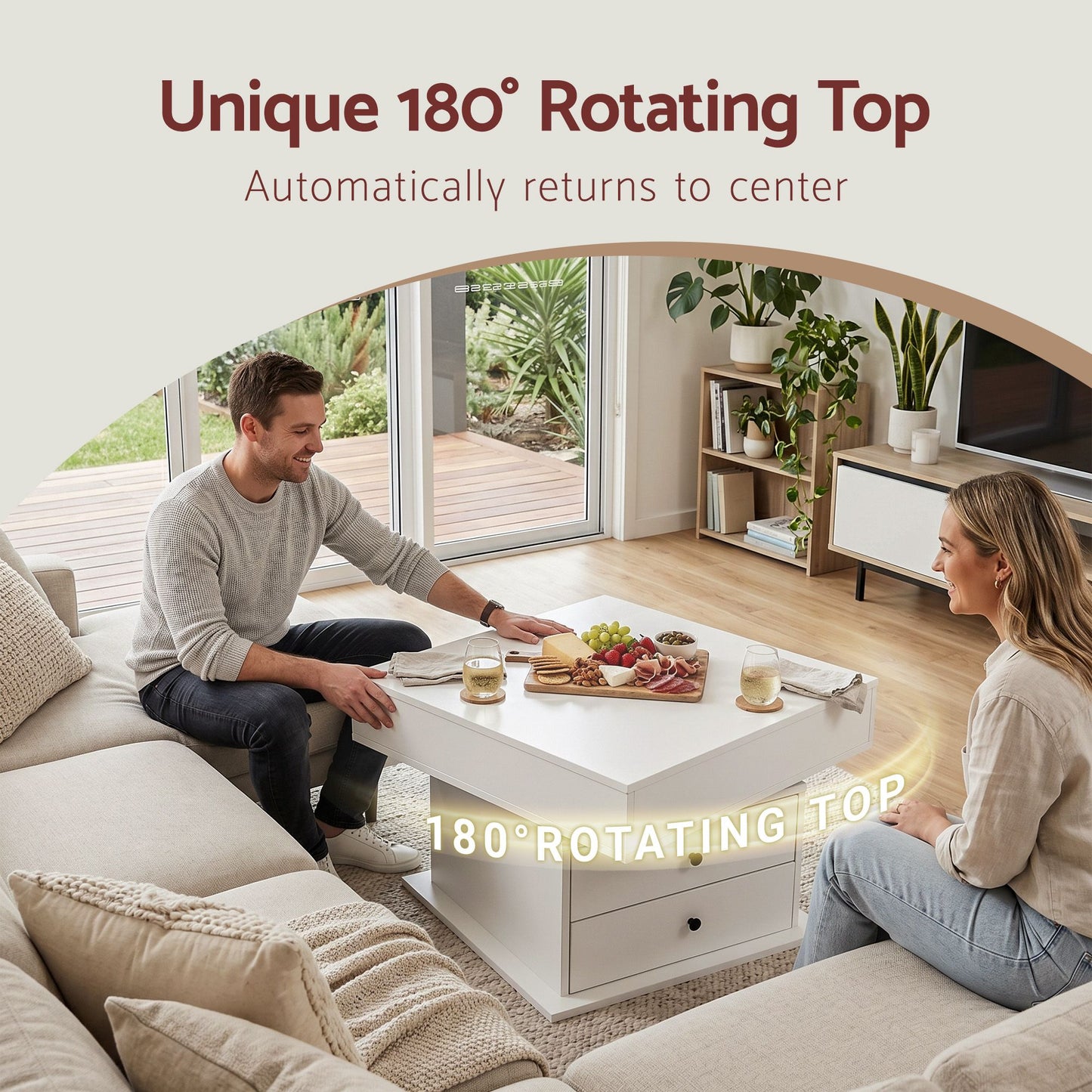Artiss Lift Top Coffee Table - White