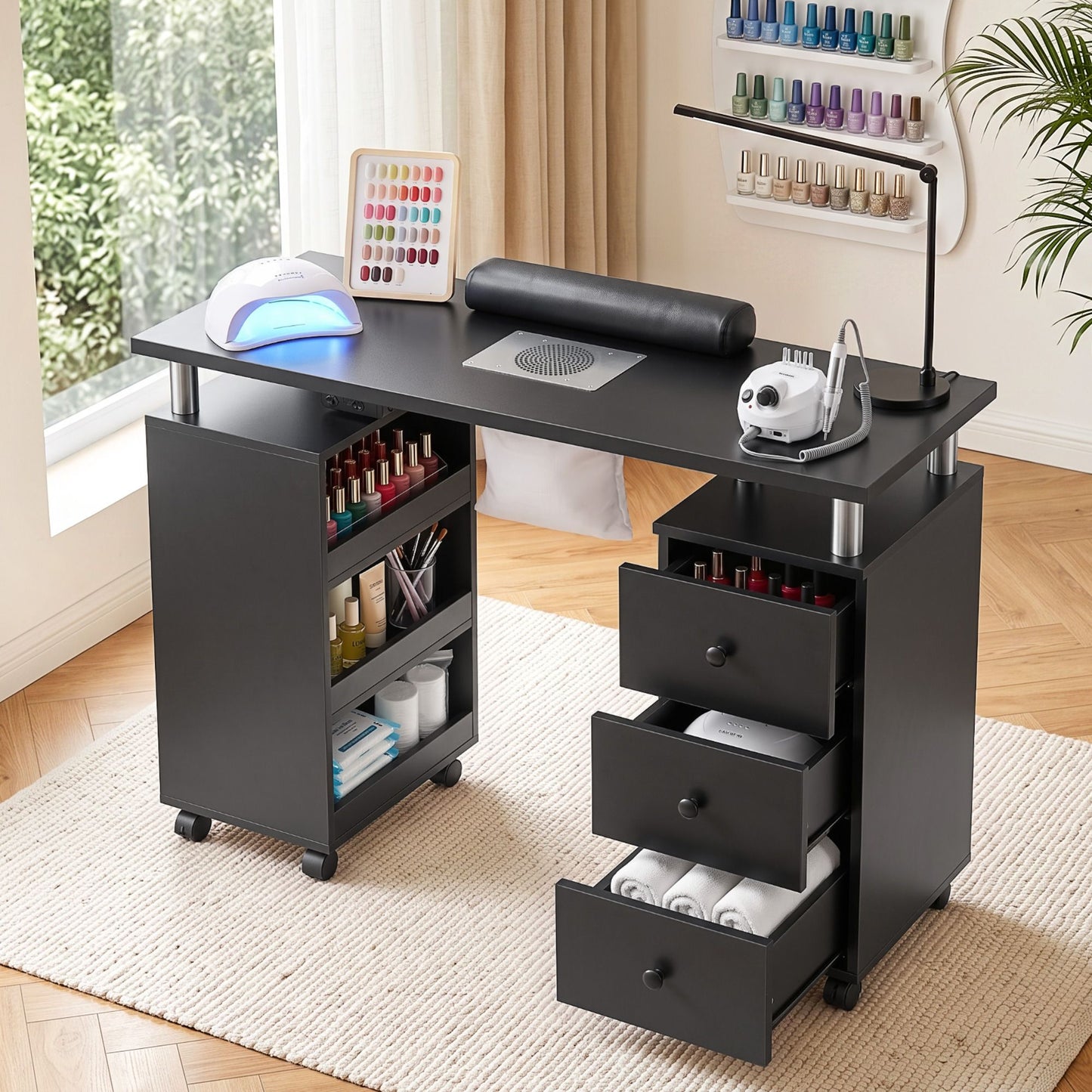 Artiss Manicure Table with Dust Collector - Black