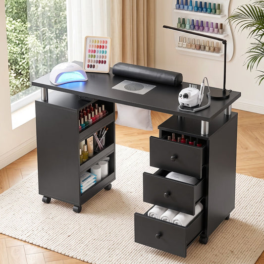 Artiss Manicure Table with Dust Collector - Black