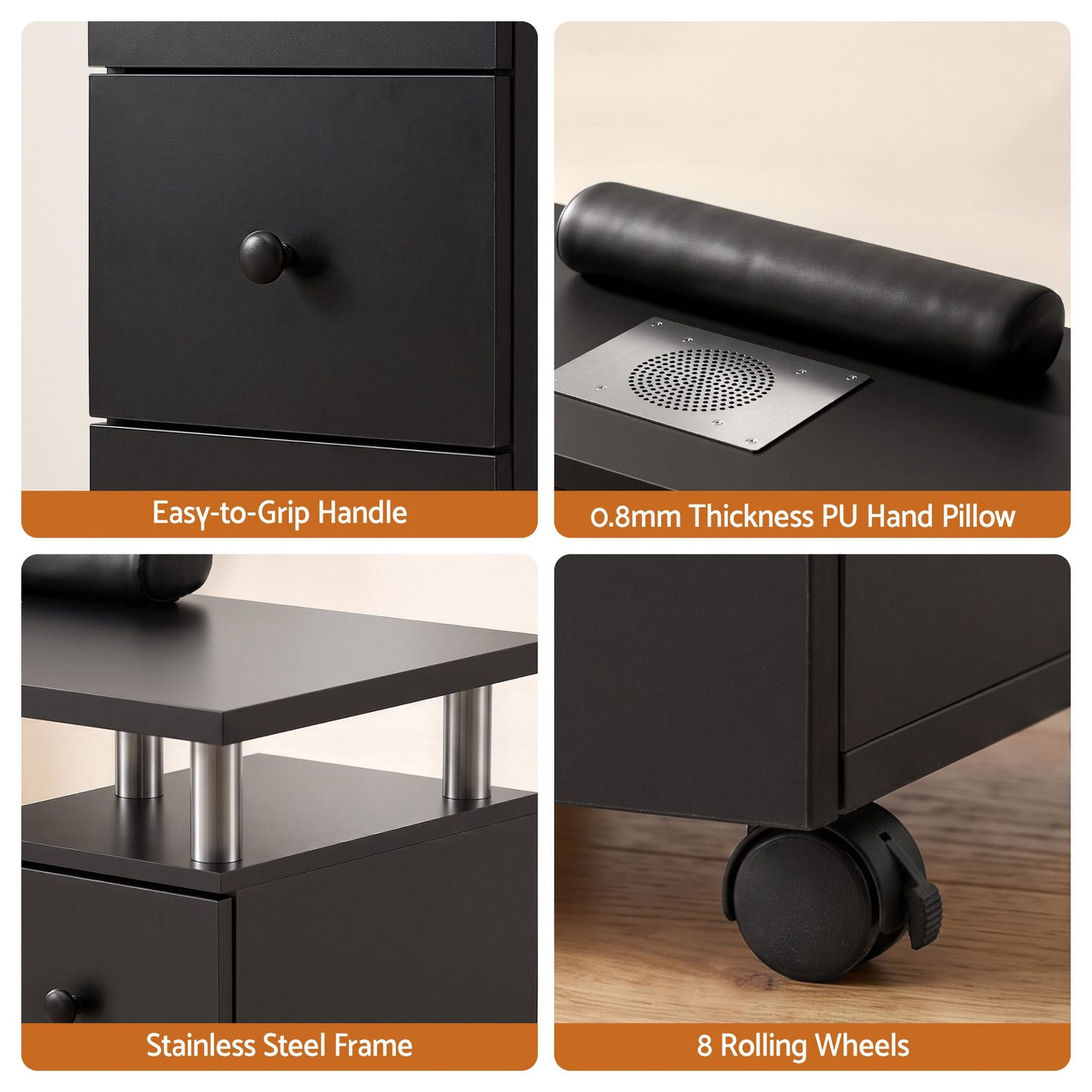 Artiss Manicure Table with Dust Collector - Black