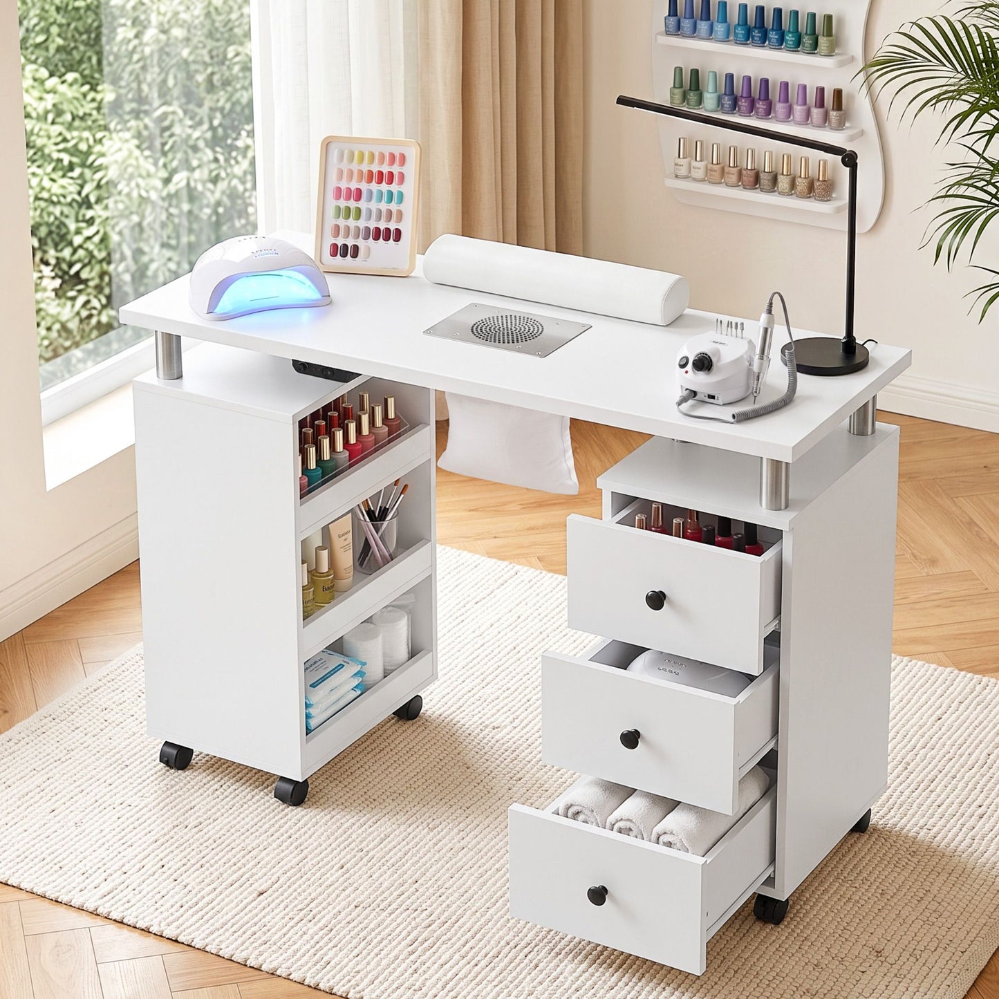 Artiss Manicure Table with Dust Collector - White