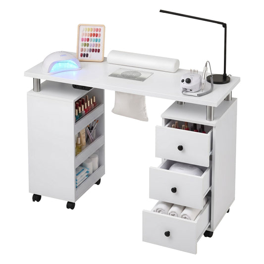 Artiss Manicure Table with Dust Collector - White