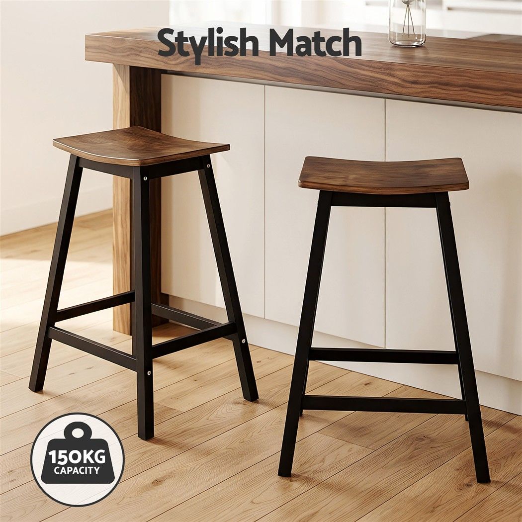 Artiss 2 Pack Bar Stools - brown