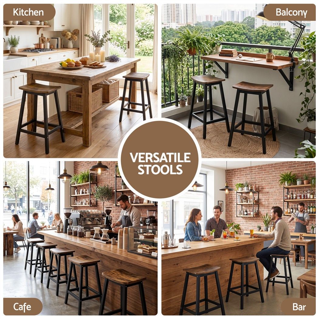 Artiss 2 Pack Bar Stools - brown
