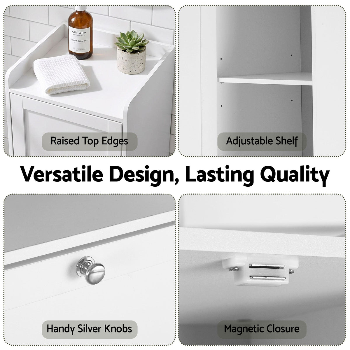 Artiss Tall Bathroom Storage Cabinet with Tilt Out Laundry Hamper White 170cm