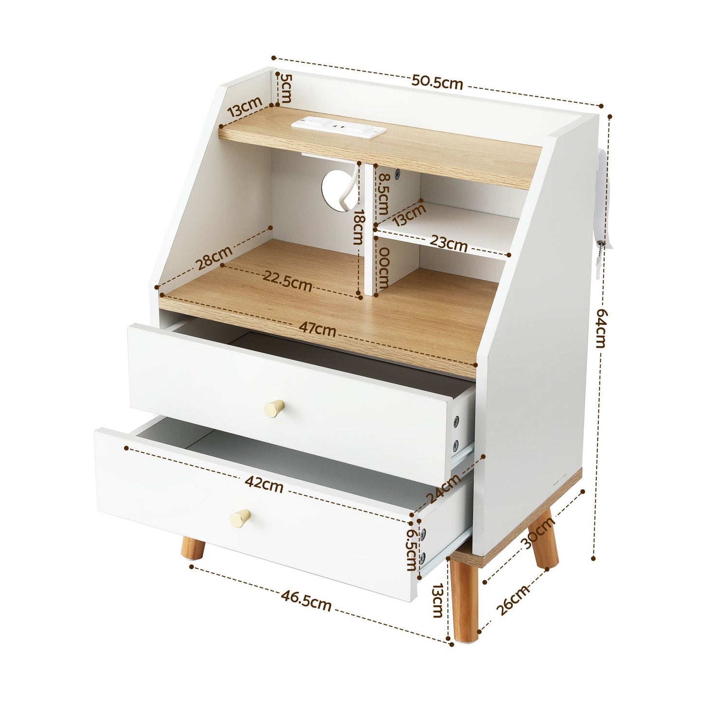 Artiss Bedside Table with Charging Station