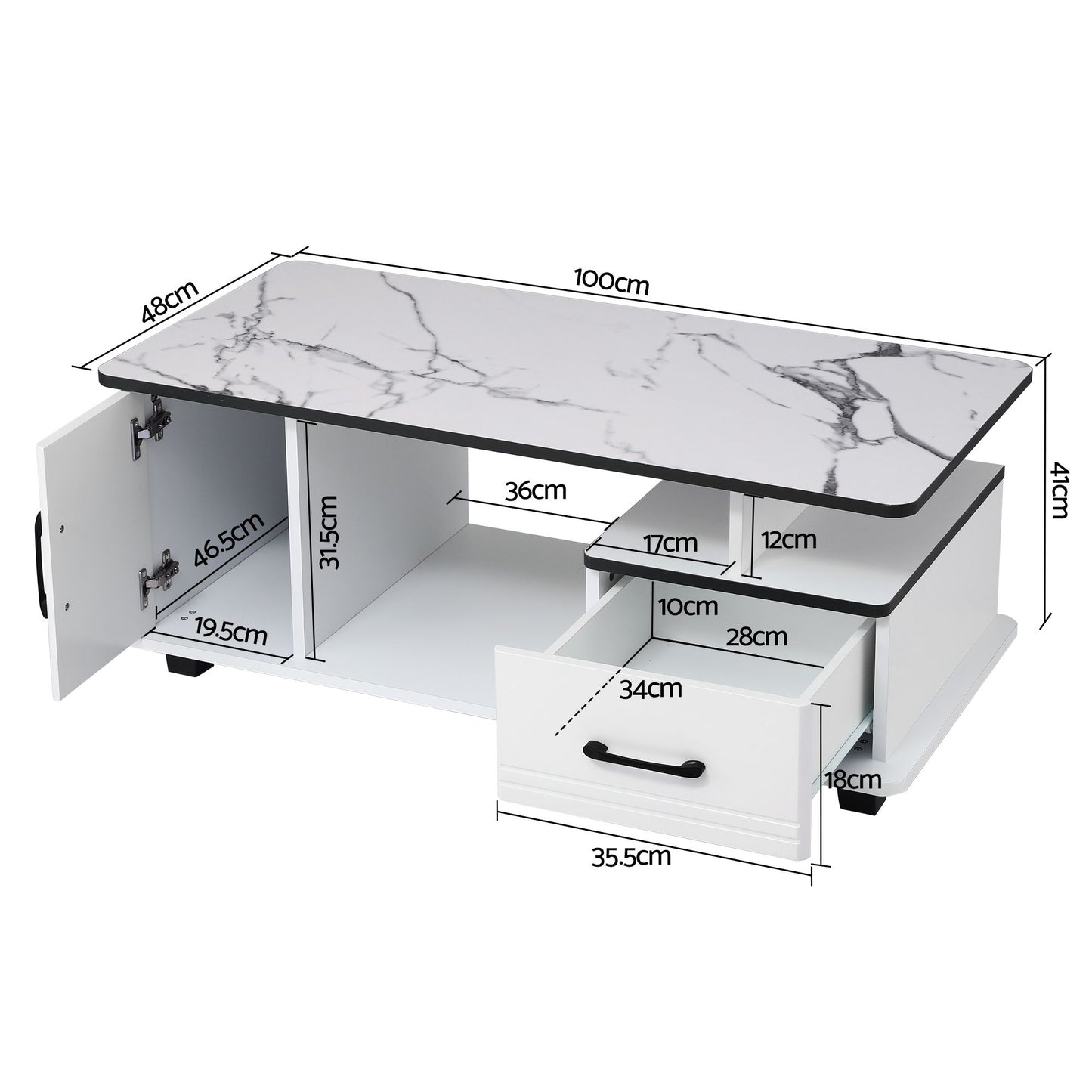 Artiss Marble Coffee Table - White