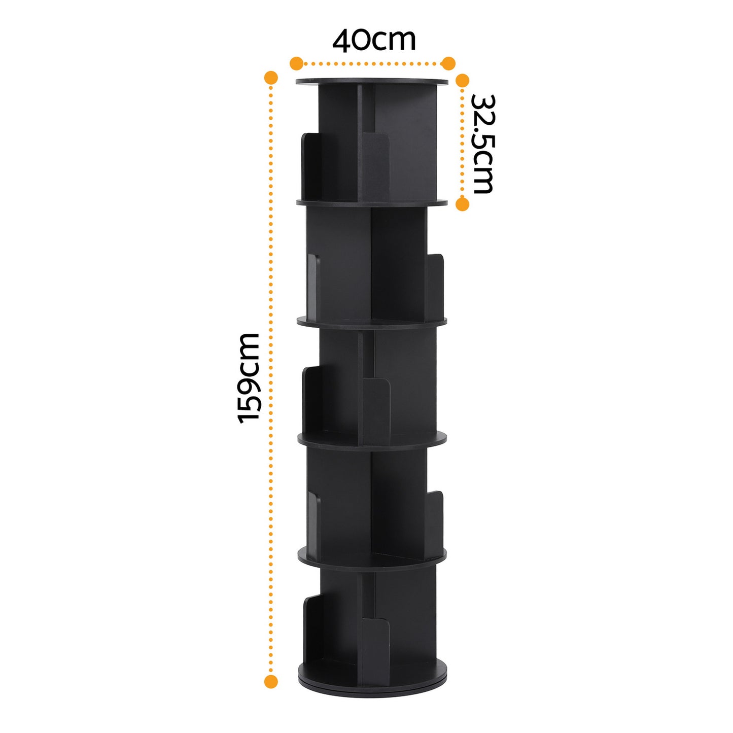 Artiss 5-Tier Swivel Bookcase - Black