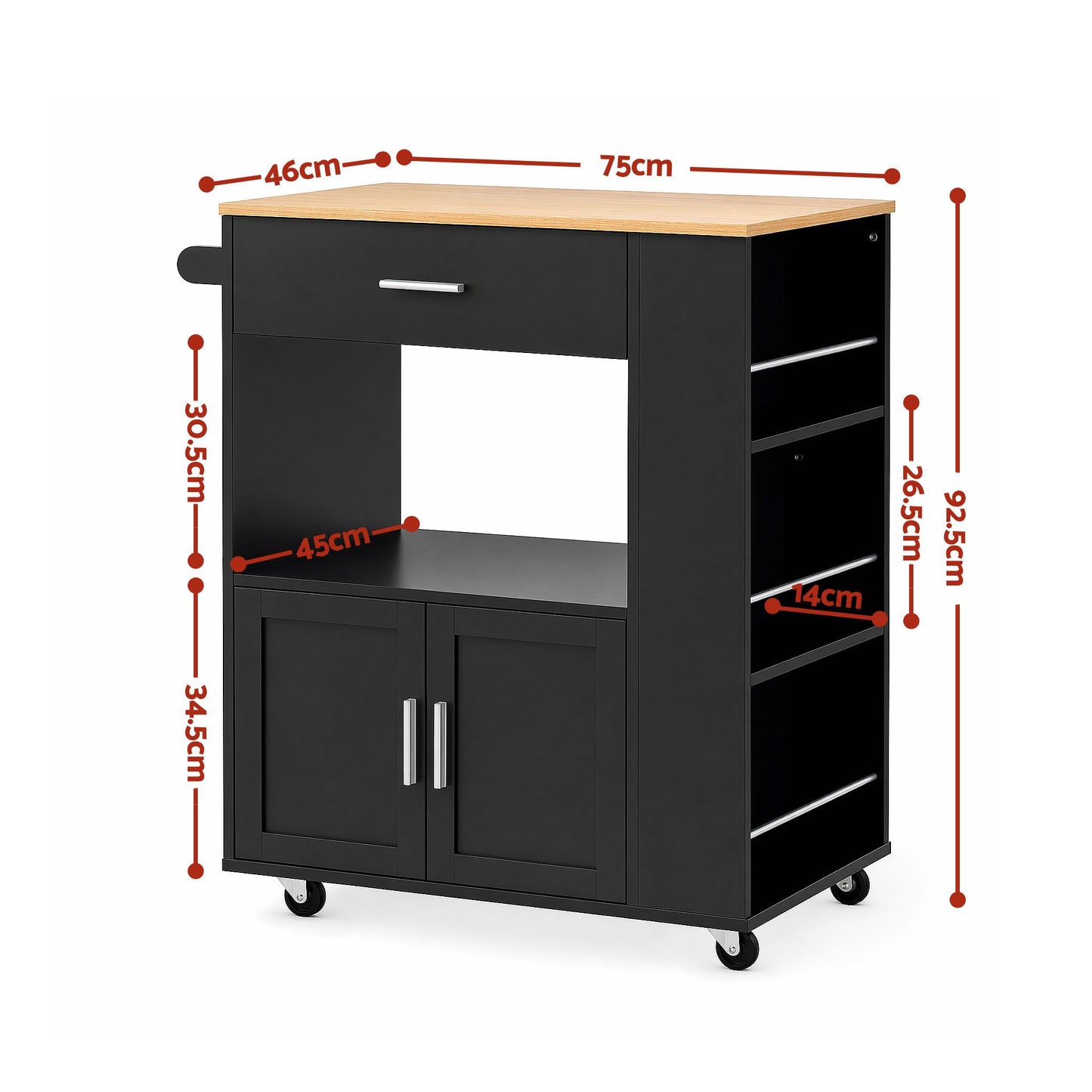 Artiss Kitchen Island Trolley with Shelf