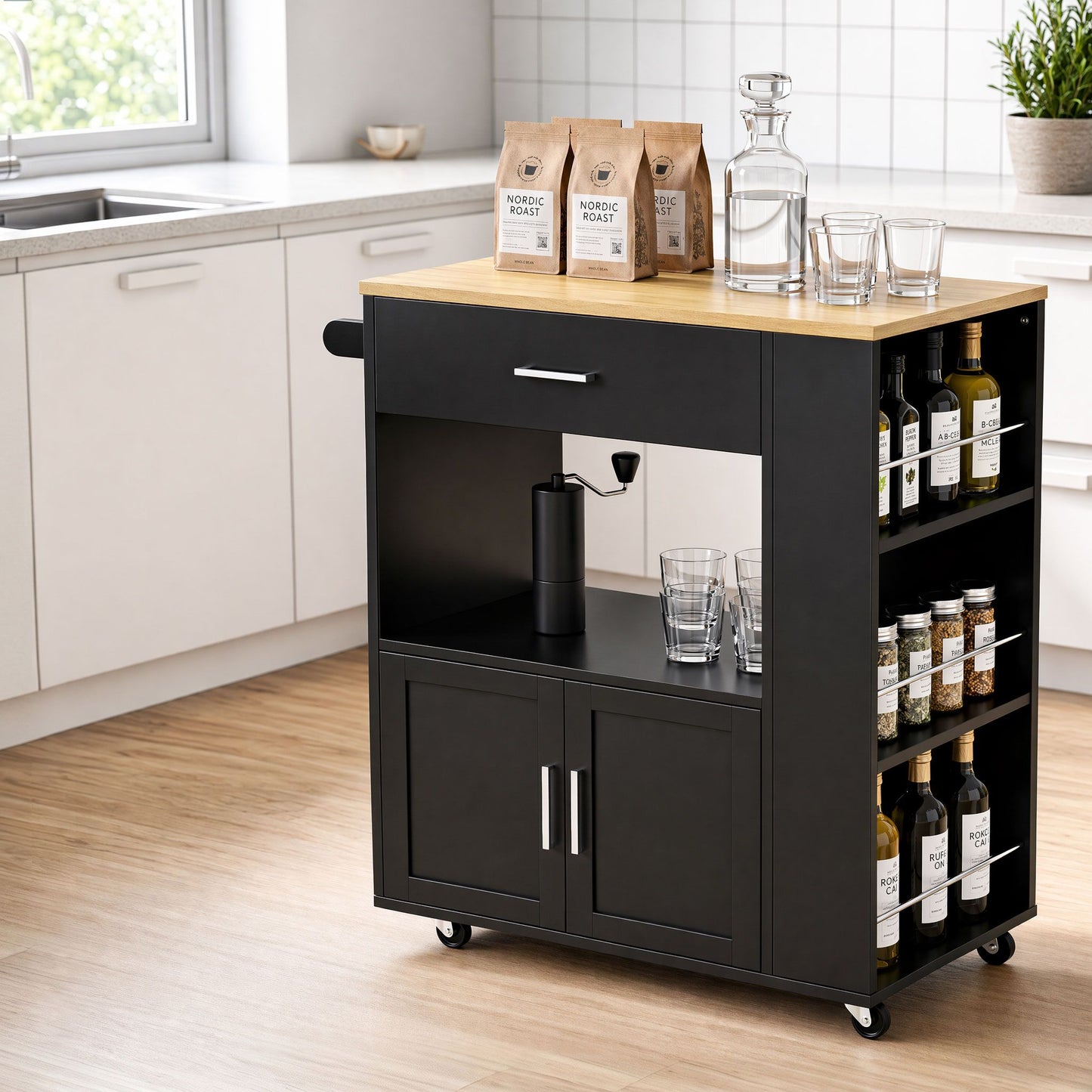 Artiss Kitchen Island Trolley with Shelf