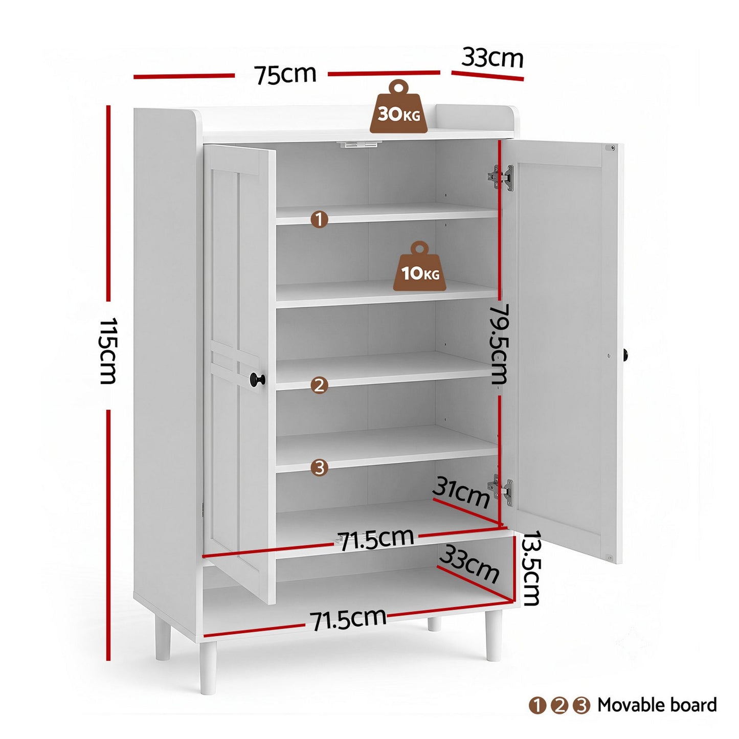Artiss Shoe Storage Cabinet - White