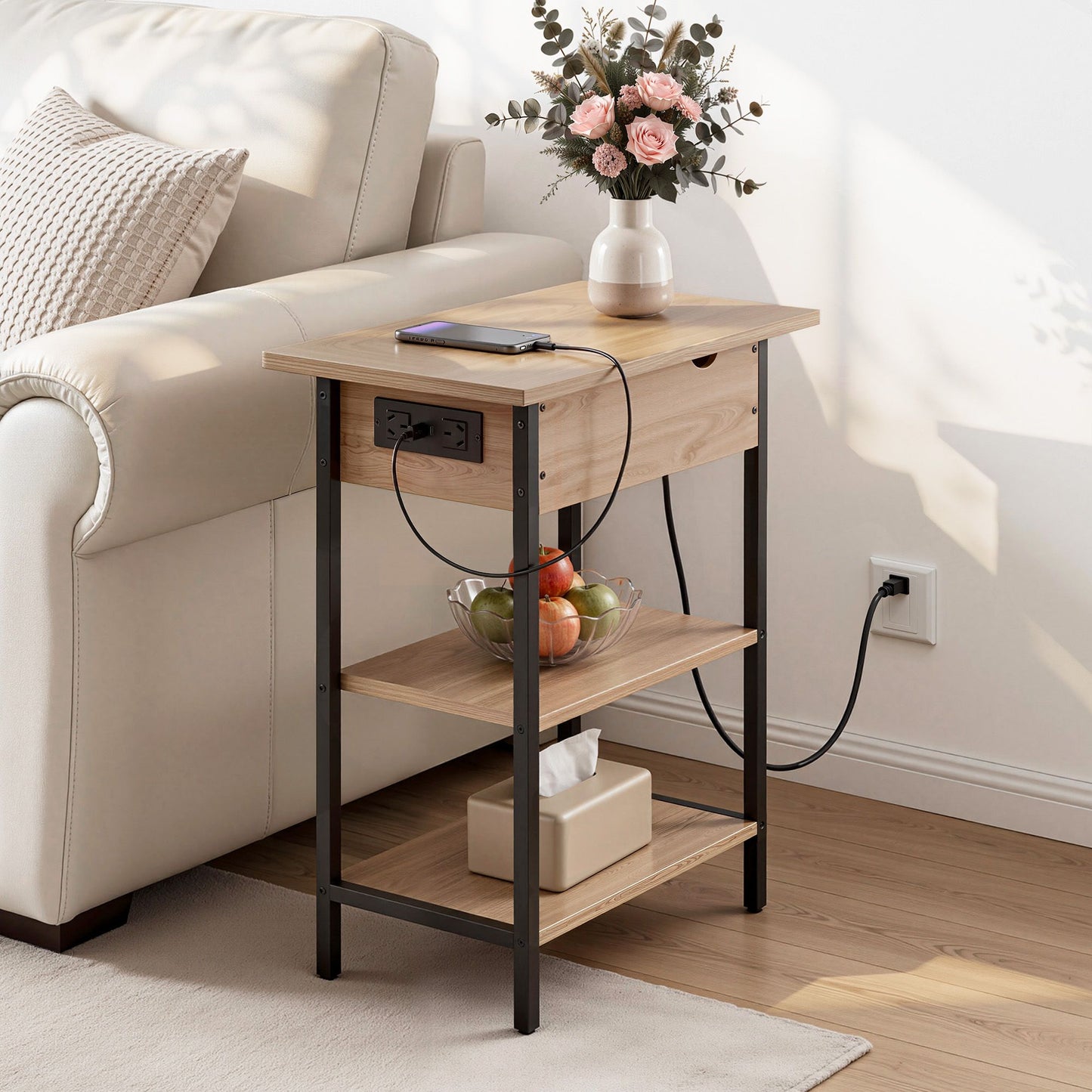 Artiss Flip-Top Coffee Table with Charging Station