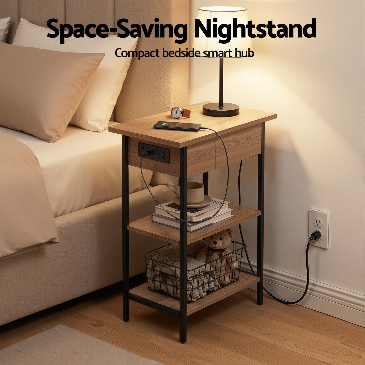Artiss Flip-Top Coffee Table with Charging Station