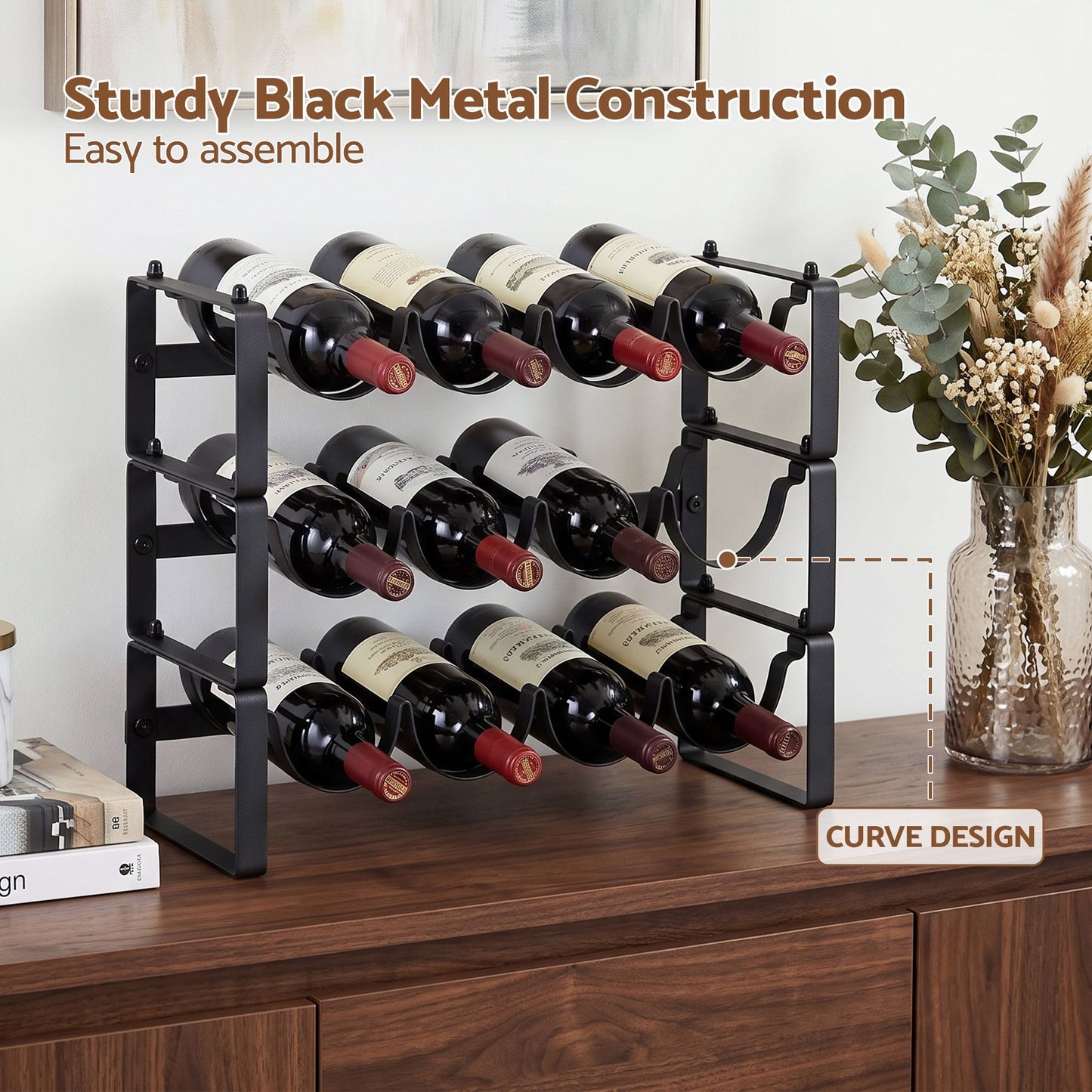 Artiss 3-Tier Wine Rack - 12 Bottles