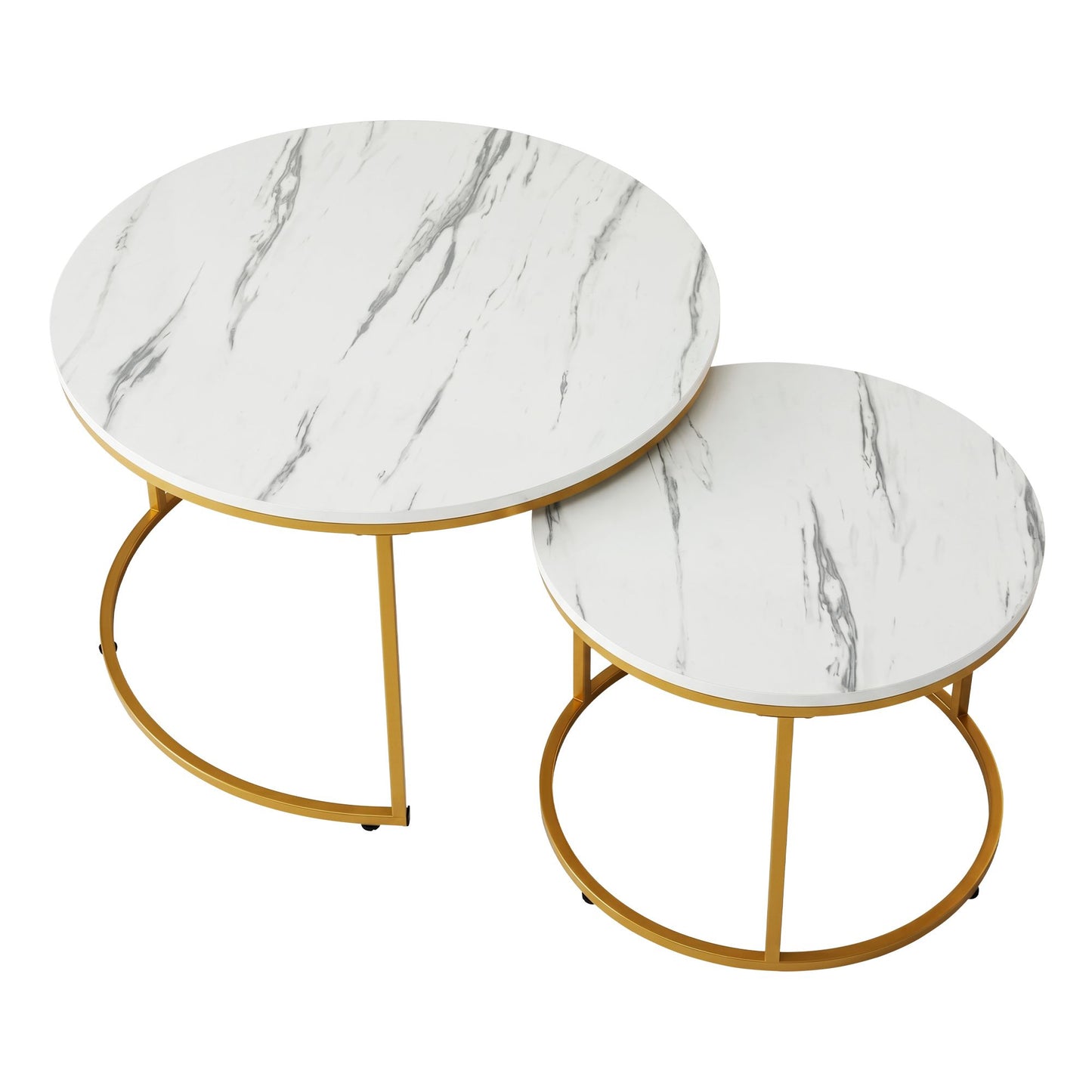 Artiss 2-Piece Nesting Coffee Table Set - White & Gold