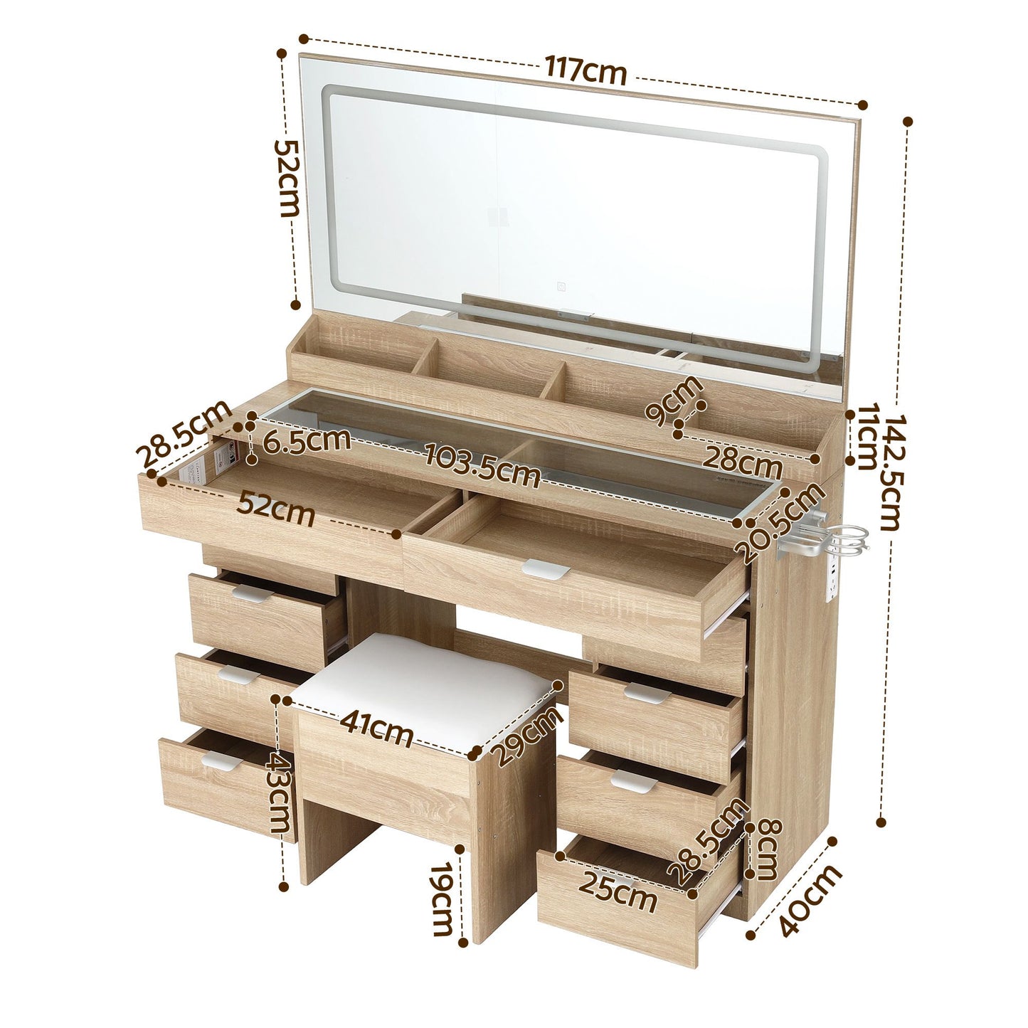 Artiss Dressing Table with LED Mirror