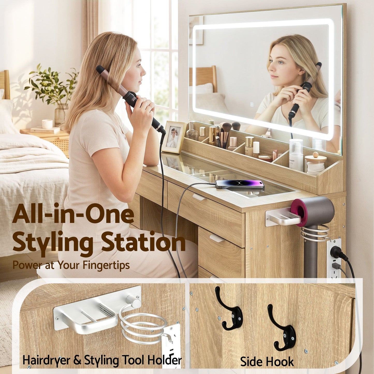 Artiss Dressing Table with LED Mirror