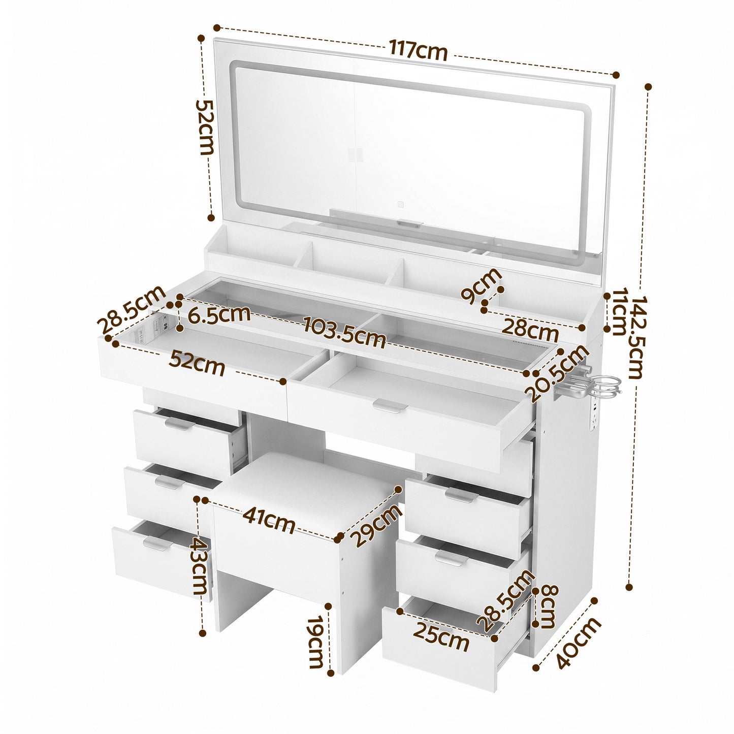 Artiss Dressing Table with LED Mirror