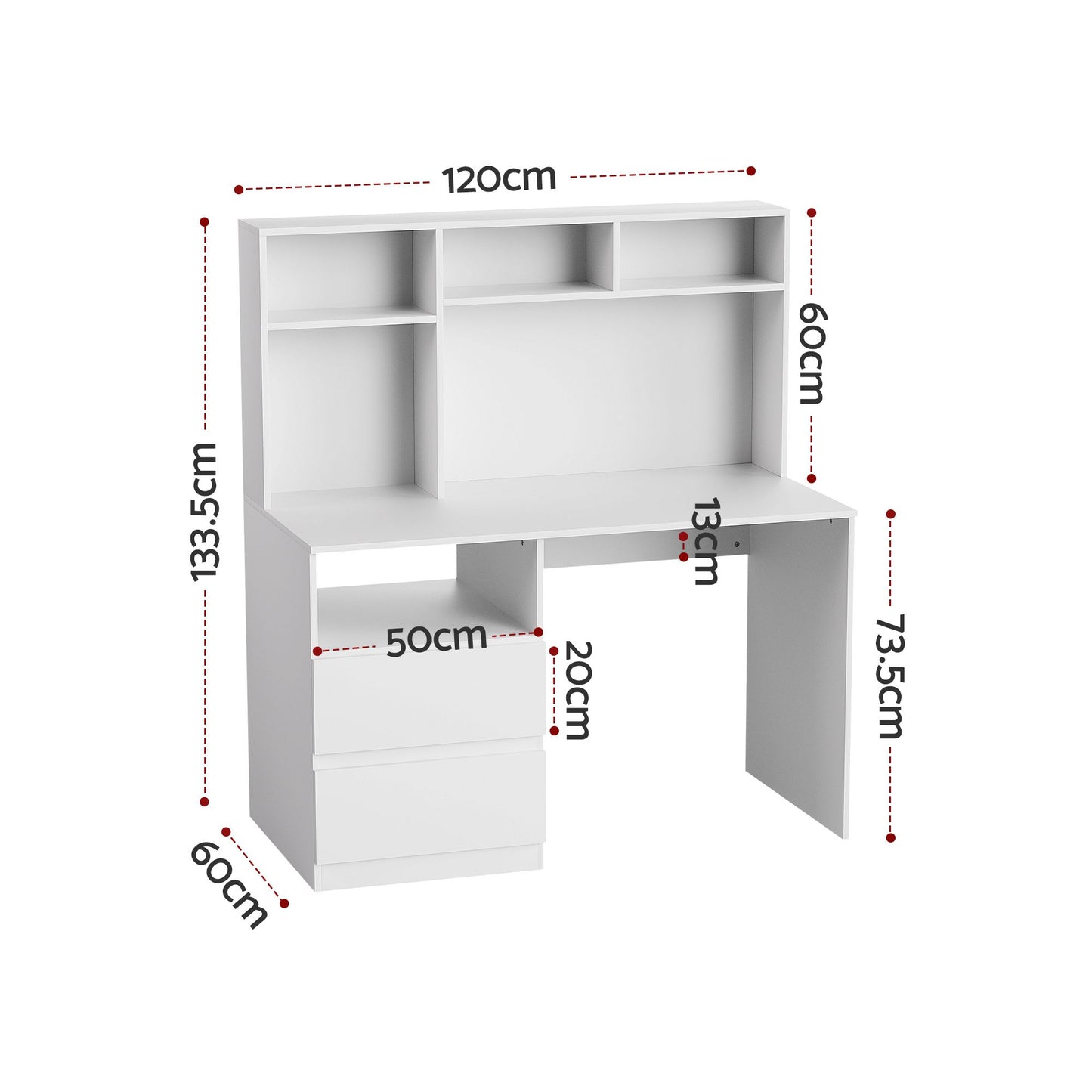 Artiss Office Desk with Shelves - White