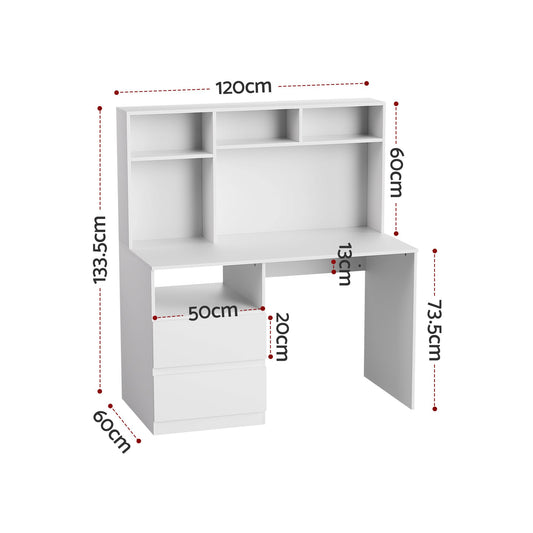Artiss Office Desk with Shelves - White