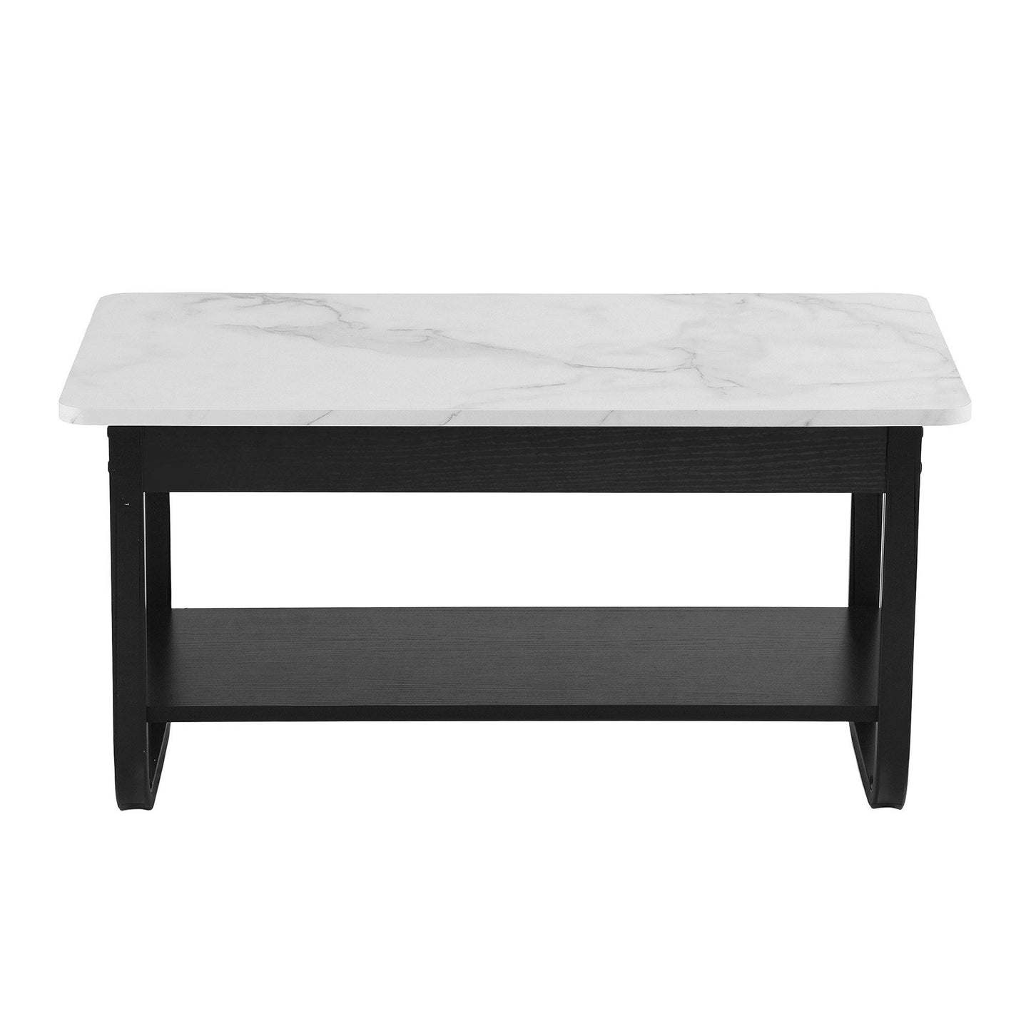 Artiss 2 Tier Marble Look Coffee Table - Black/White