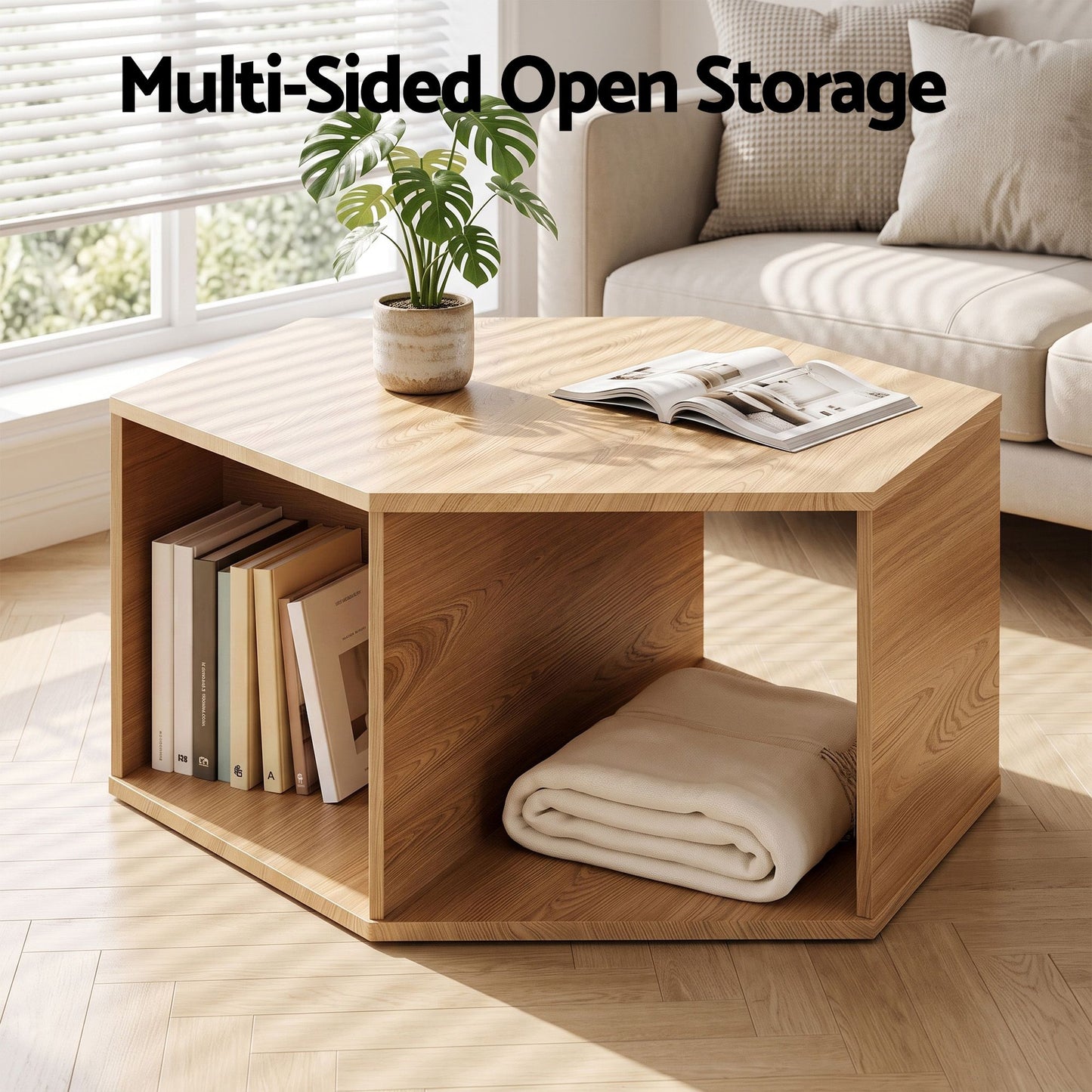 Artiss Hexagonal Coffee Table with Storage