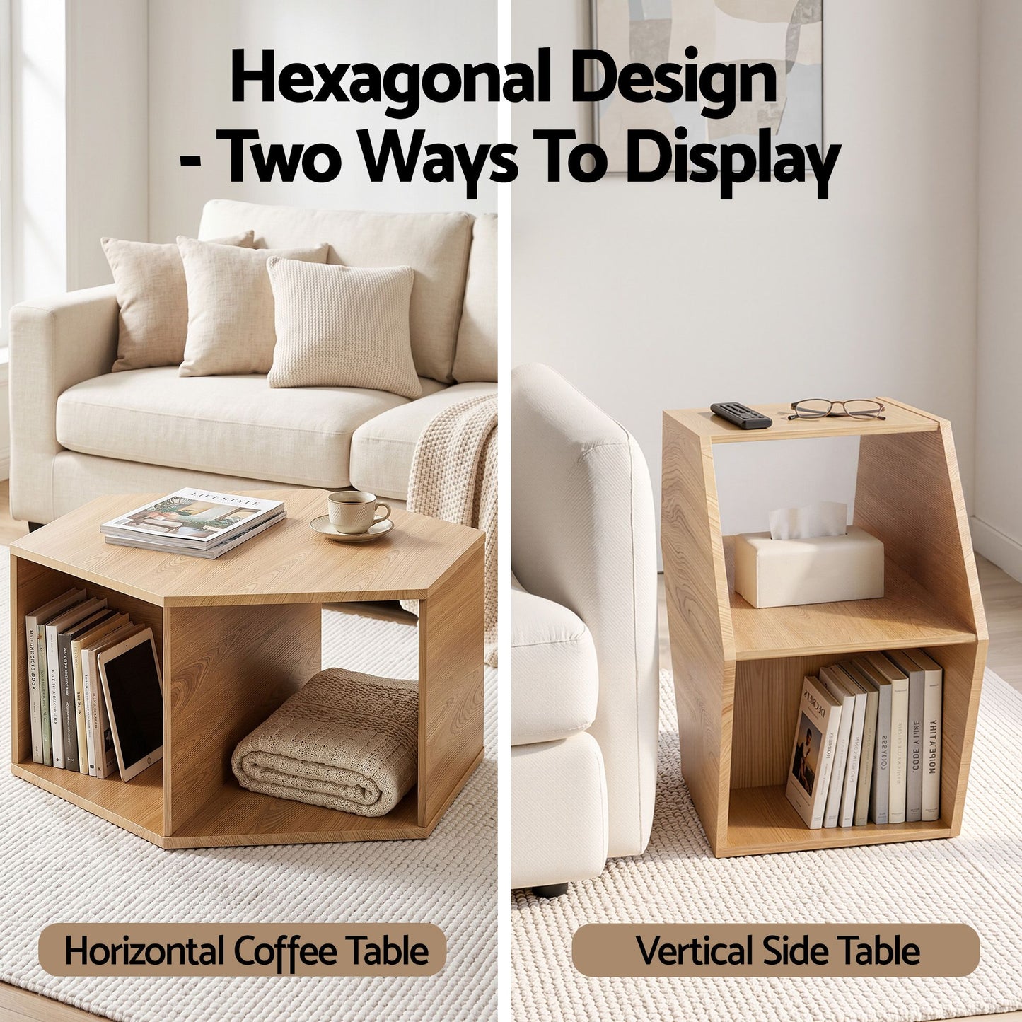 Artiss Hexagonal Coffee Table with Storage
