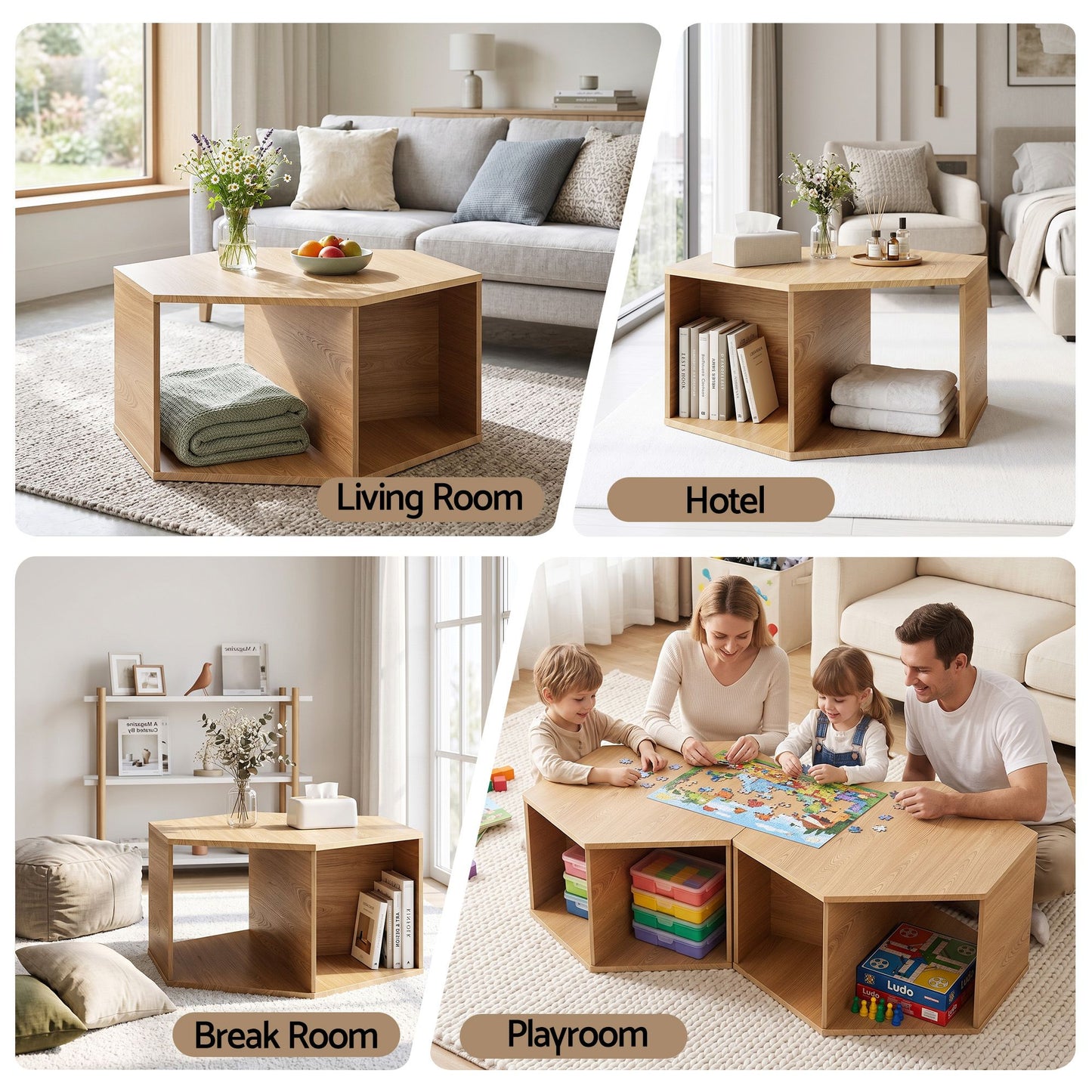 Artiss Hexagonal Coffee Table with Storage