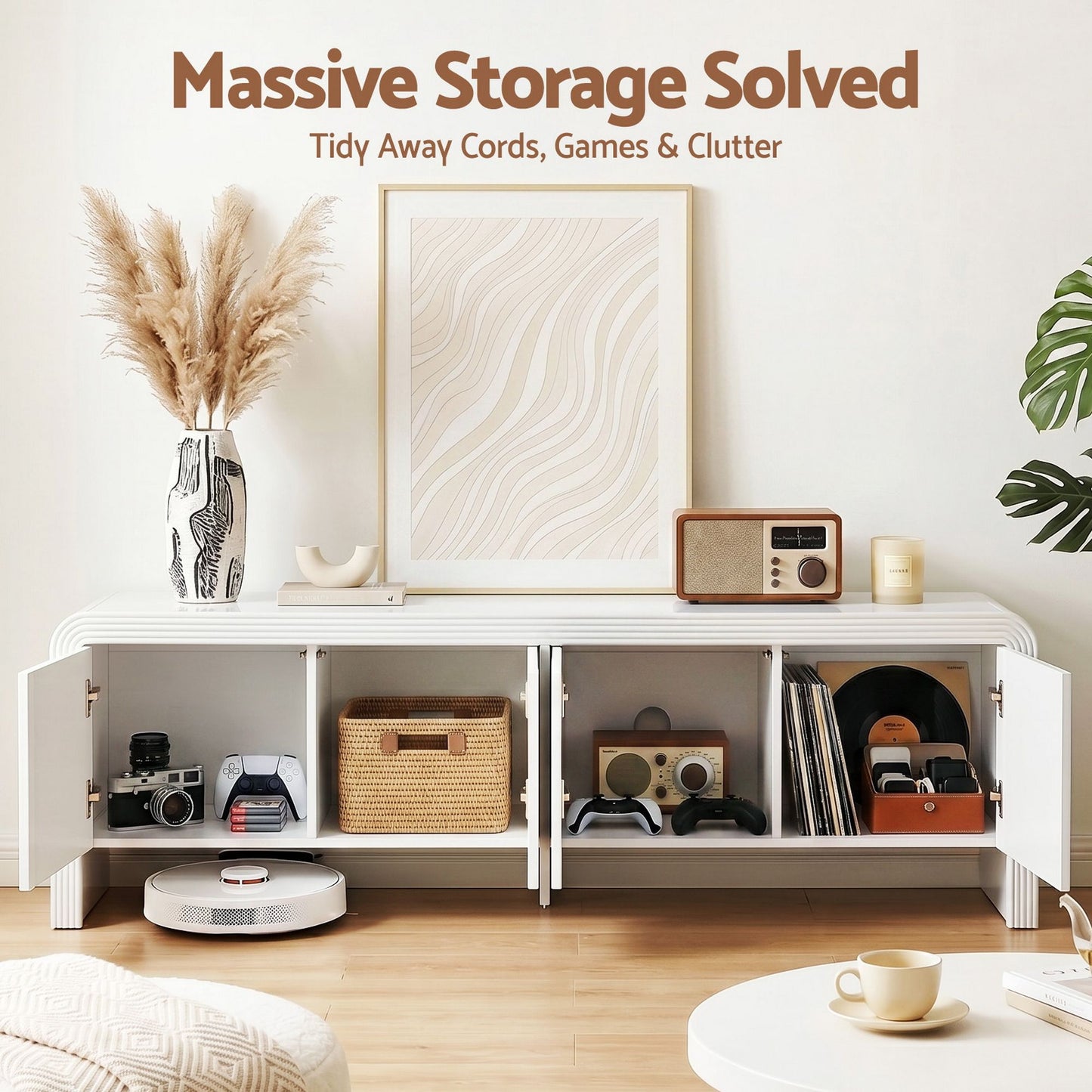 Artiss 180cm TV Unit Storage Cabinet - White