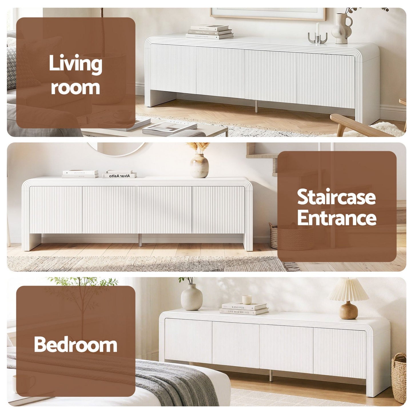 Artiss 180cm TV Unit Storage Cabinet - White