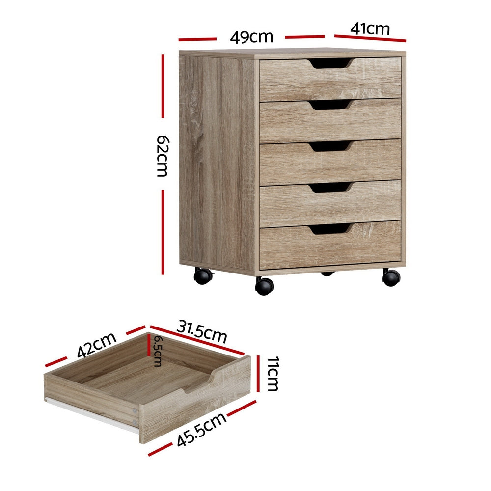 Artiss Mobile Filing Cabinet - beige