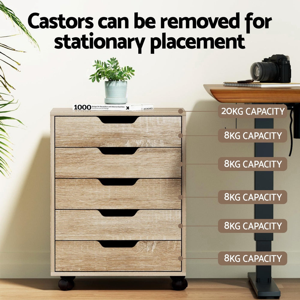 Artiss Mobile Filing Cabinet - beige