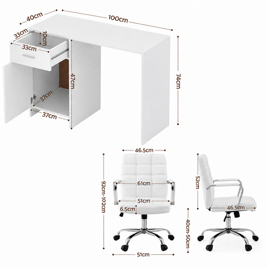 Artiss Office Desk & Chair Set - 100cm
