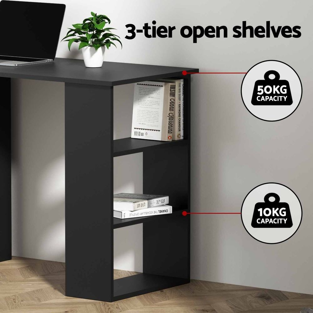 Artiss Office Desk & Chair Set 120cm Computer Desk Shelves for Home Office Study