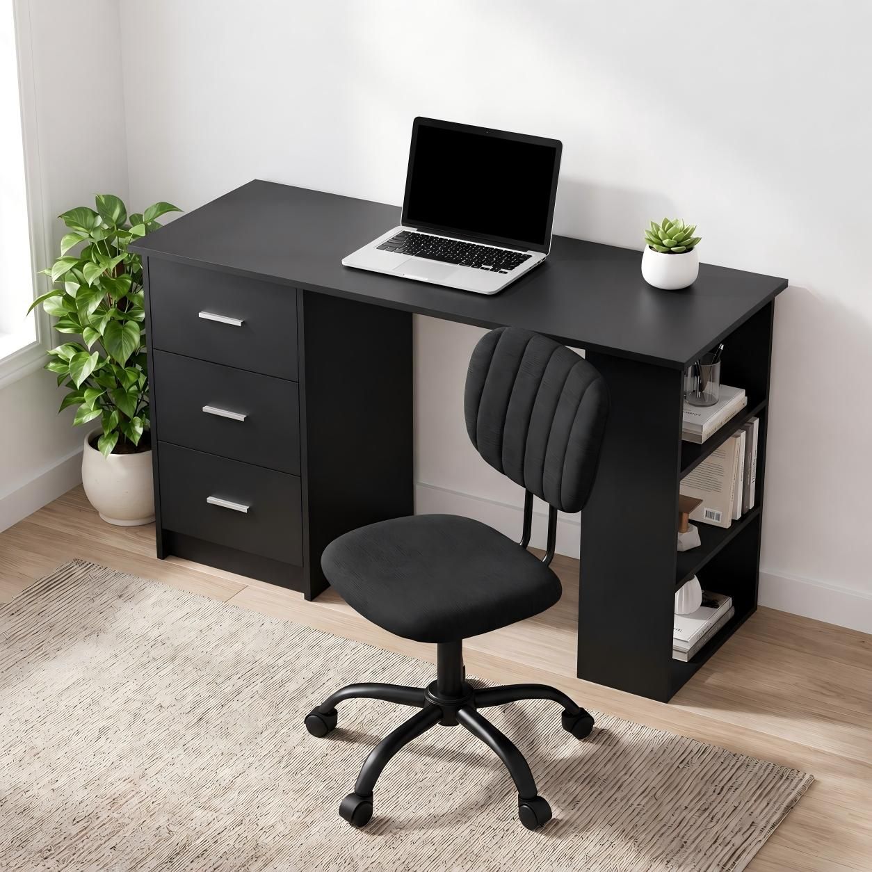 Artiss Office Desk & Chair Set 120cm Computer Desk Shelves for Home Office Study