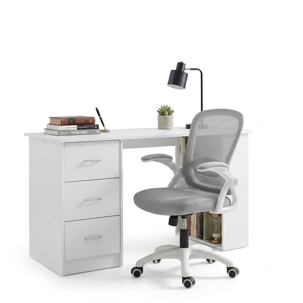 Artiss Desk & Chair Set 120cm - White/Grey
