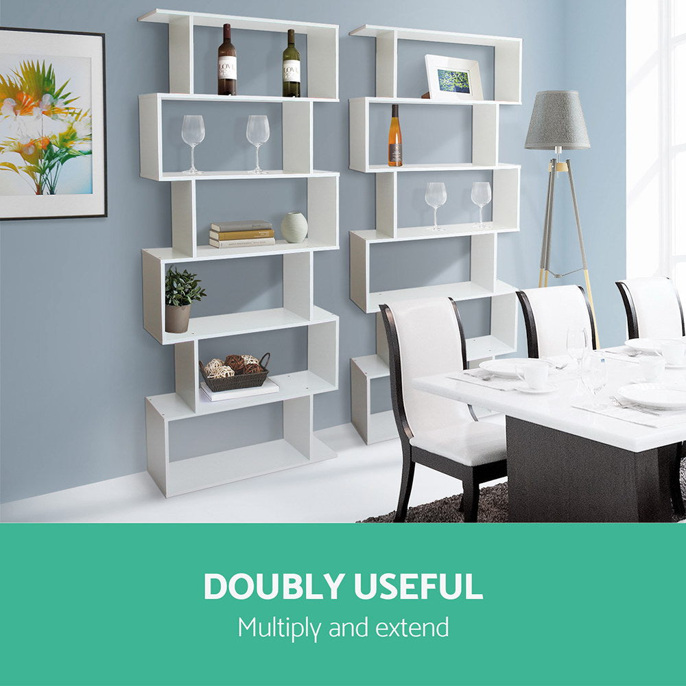 Designer Bookshelf 6 Tiers White