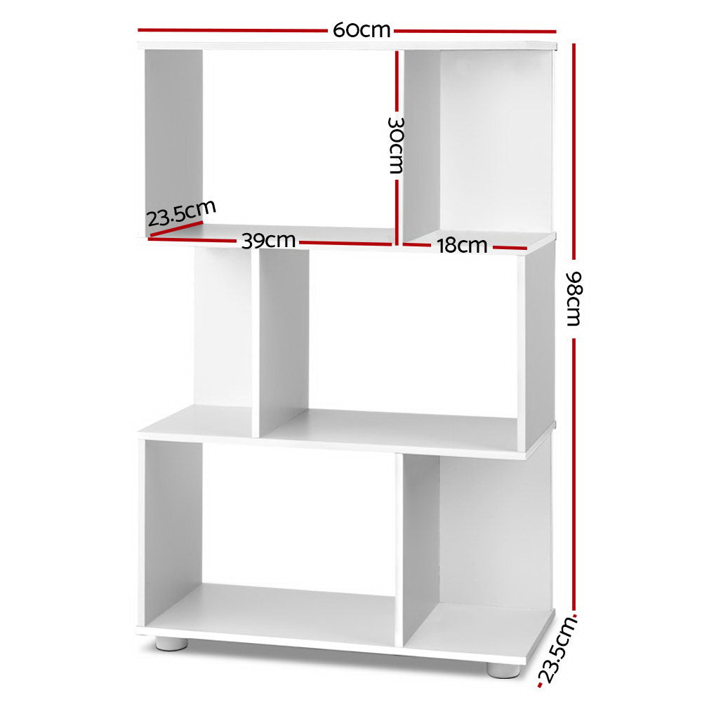 Designer Bookshelf 3 Tiers White