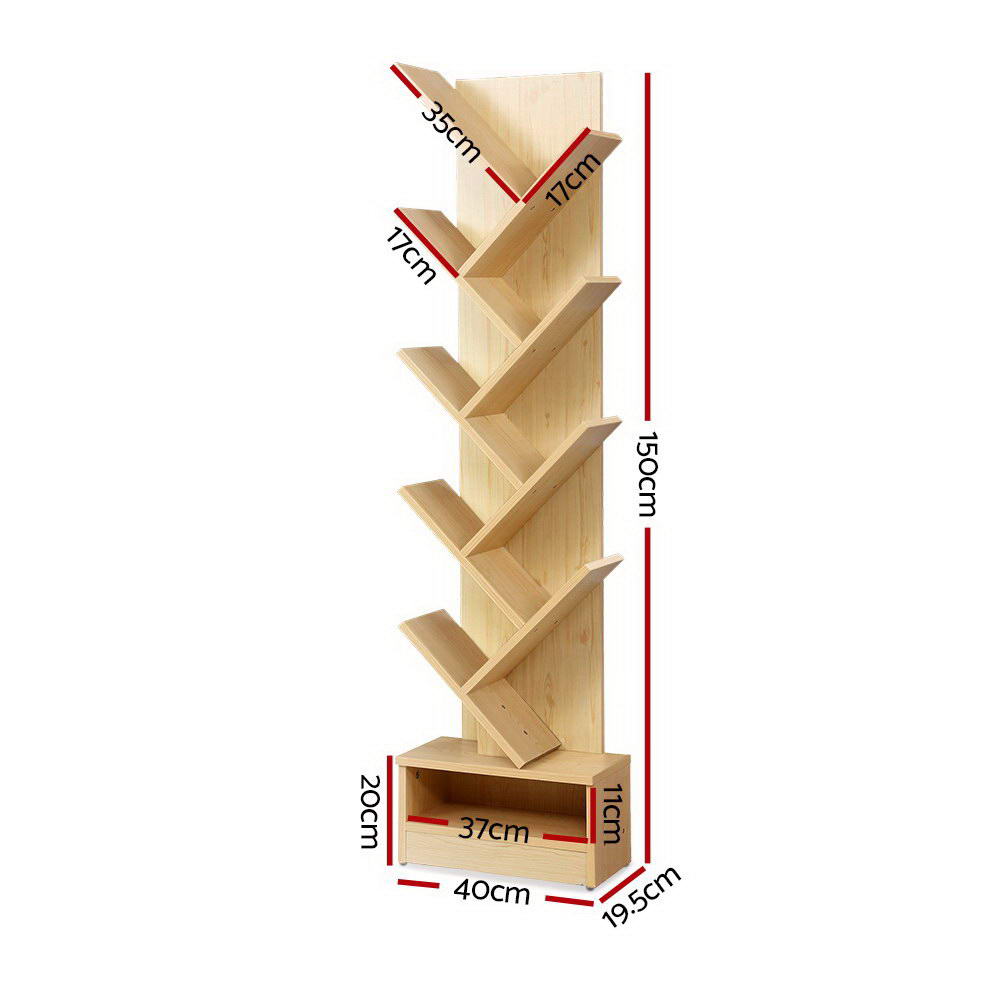 Tree Bookshelf 9 Tiers Oak