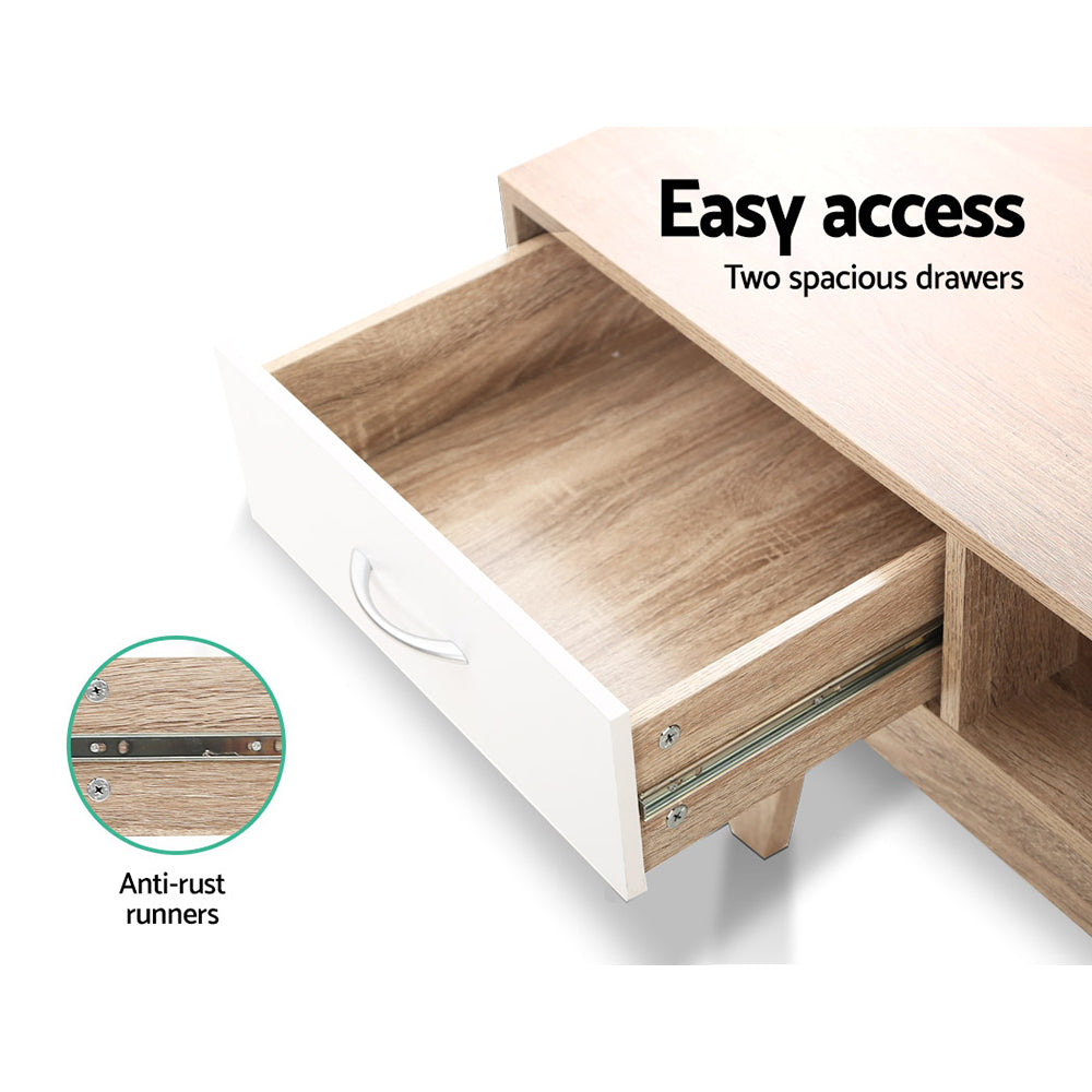 Oak White TV Cabinet Entertainment Unit 180cm
