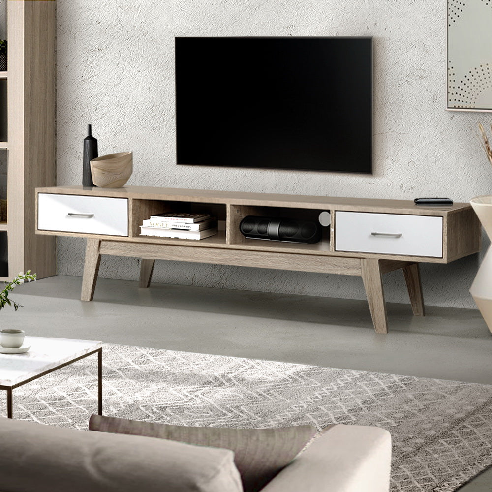 Oak White TV Cabinet Entertainment Unit 180cm