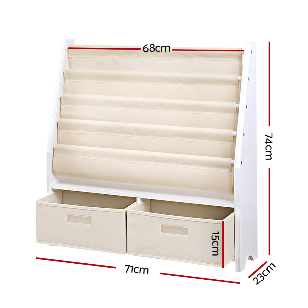 Kids Bookshelf Magazine Rack with Drawers